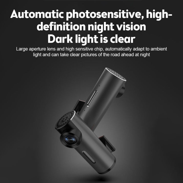 Car dash cam with lens and angled body for night-vision viewing