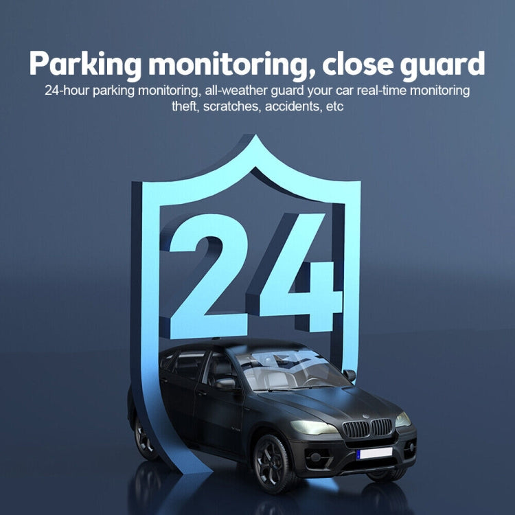 Car dash cam parking monitoring shield graphic with vehicle