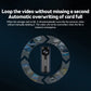 Car dash cam loop recording graphic with rotating arrows and camera icon