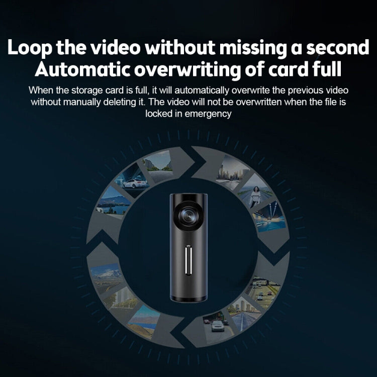 Car dash cam loop recording graphic with rotating arrows and camera icon