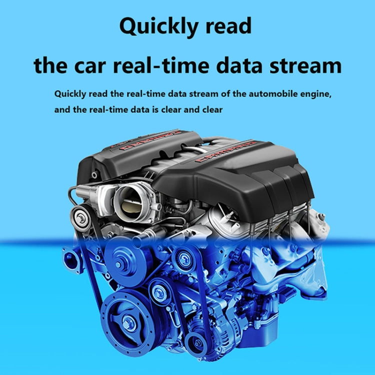 Engine illustration with real-time OBD2 data stream concept