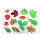Sheet of colorful 3D leaf decals with self-adhesive backing for car or surfaces