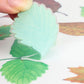 Close-up of a hand holding a translucent blue 3D leaf sticker