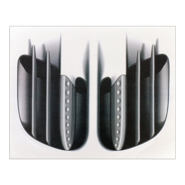Set of faux vent decal stickers with dark curved slats and silver rivet details