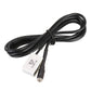 Car audio AUX input cable with black leads and metal jack, white connector at end