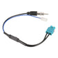 FAKRA RF antenna adapter cable with two RCA plugs and turquoise wiring connector