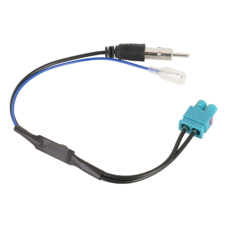 FAKRA RF antenna adapter cable with two RCA plugs and turquoise wiring connector