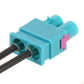 Turquoise FAKRA RF antenna adapter connector with two round contact ports