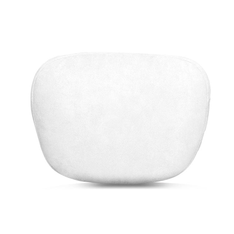 White headrest neck protector with rounded suede-style cover for car seats