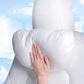 White neck protector cushion wrapped around the headrest area of a car seat