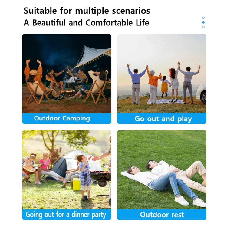 Non-inflatable mattress use-scenarios infographic with four outdoor panels