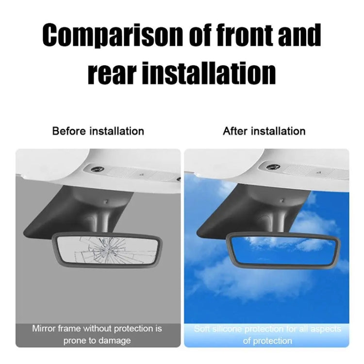Silicone rearview mirror protective cover shown after installation on front mirror