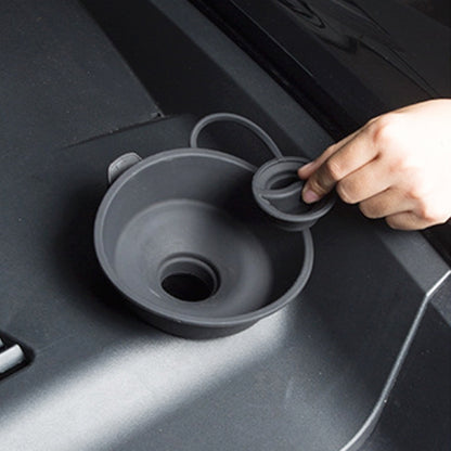 Car hood wiper water funnel, gray round cup with side spout and pull handle
