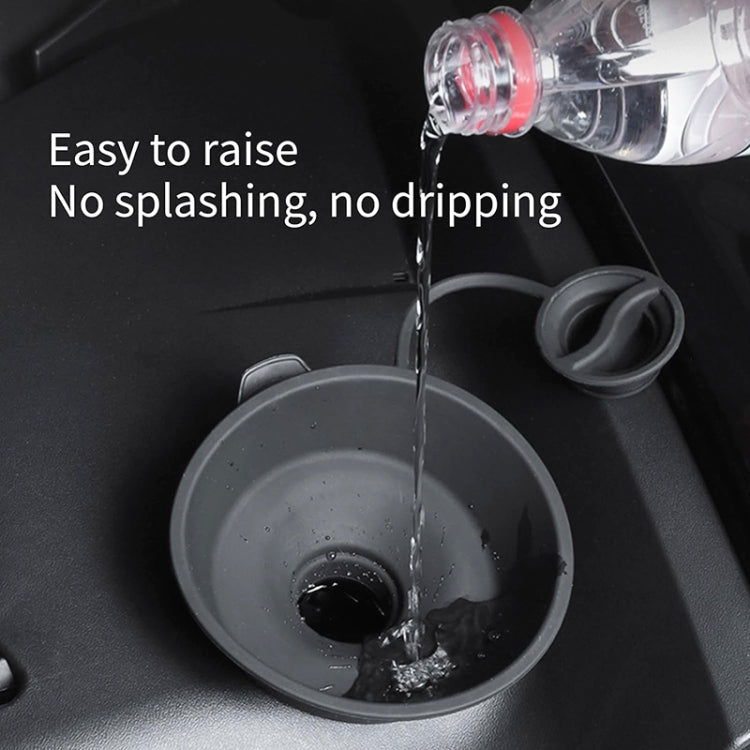 Car hood wiper water funnel holding water, gray cup and connected spout