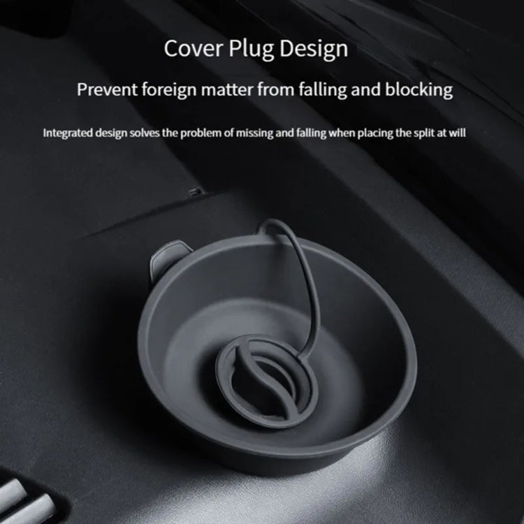Car hood wiper water funnel with cover plug, gray cup and raised nozzle