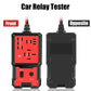 Car relay tester front and back view, red display and black rugged housing