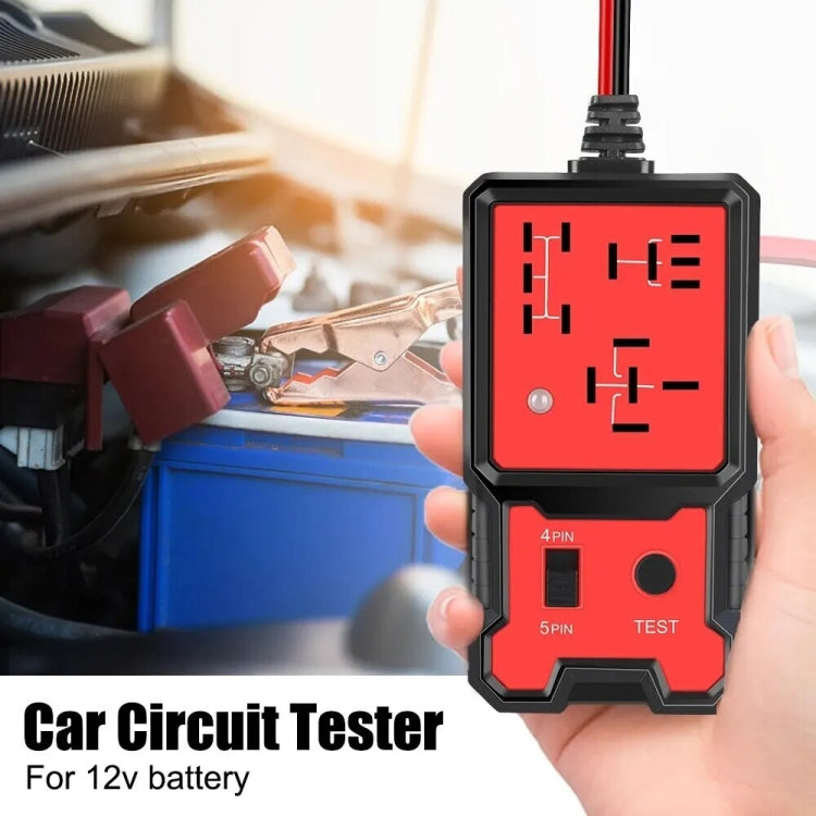Car circuit relay tester handheld device with red screen and 4-pin/5-pin test slots