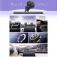 Car air vent magnetic phone holder clip with adjustable head and circular magnetic mount.