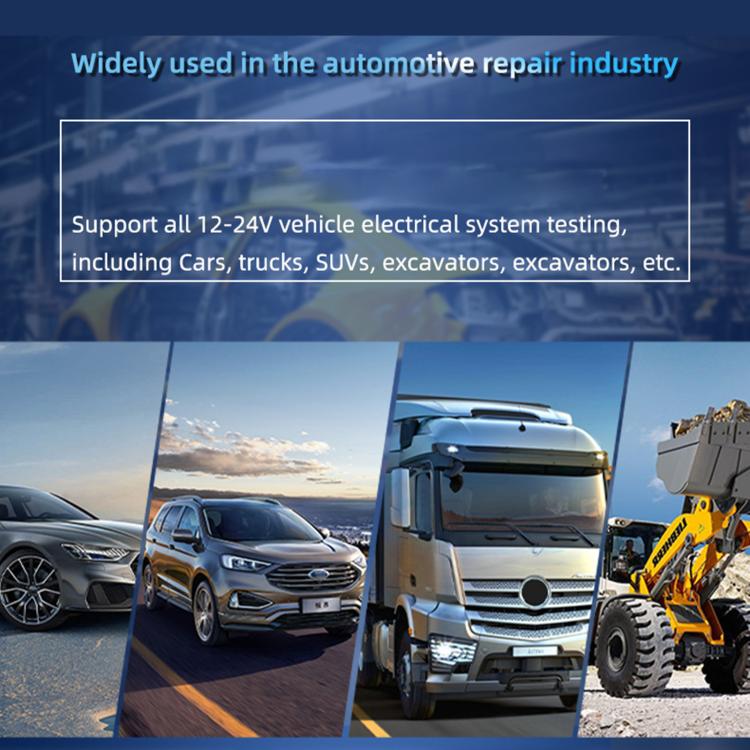 Automotive vehicle testing scene with cars, trucks, SUV, and excavator