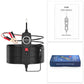 Handheld circuit tester kit with coiled cable, alligator clips, and user manual