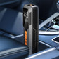 Cordless portable tire inflator with digital screen and orange control button strip