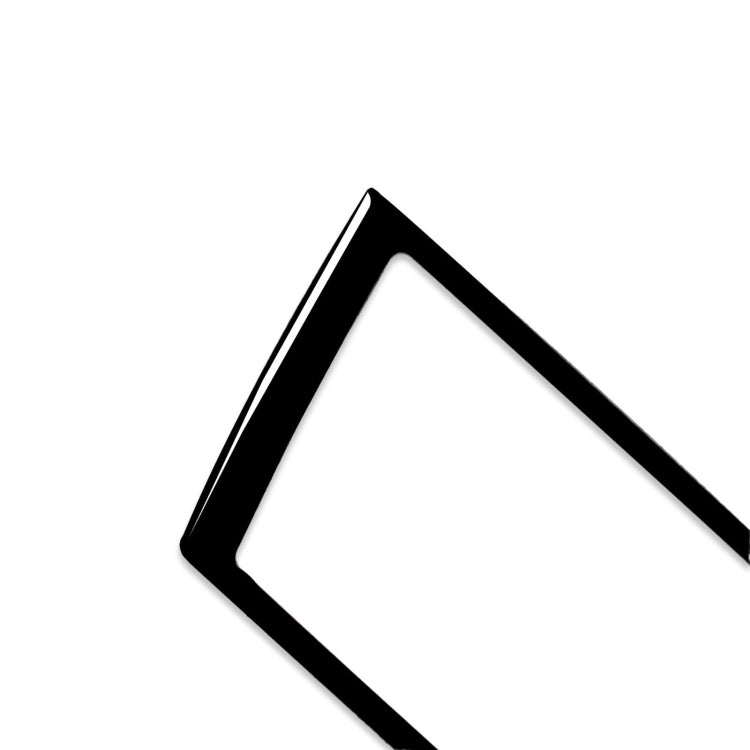 Black corner of navigation frame sticker, angled view