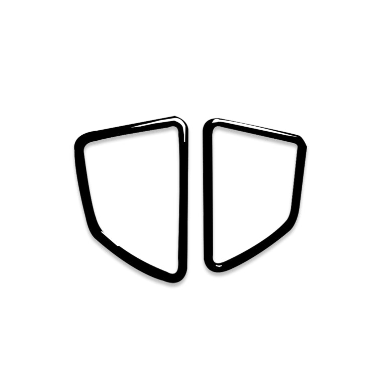 Pair of shield-shaped dashboard air vent frame stickers with black border