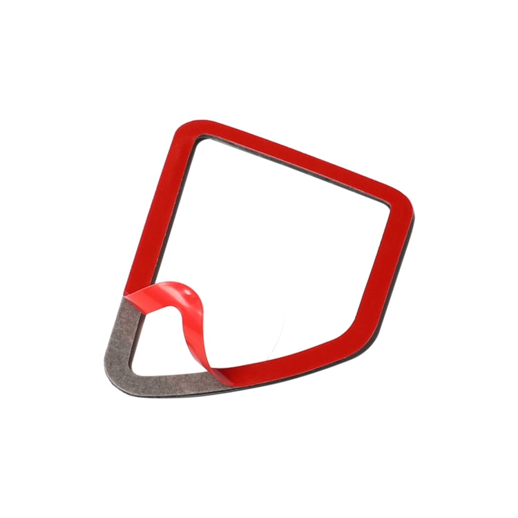 Dashboard air vent frame sticker with red border and gray backing