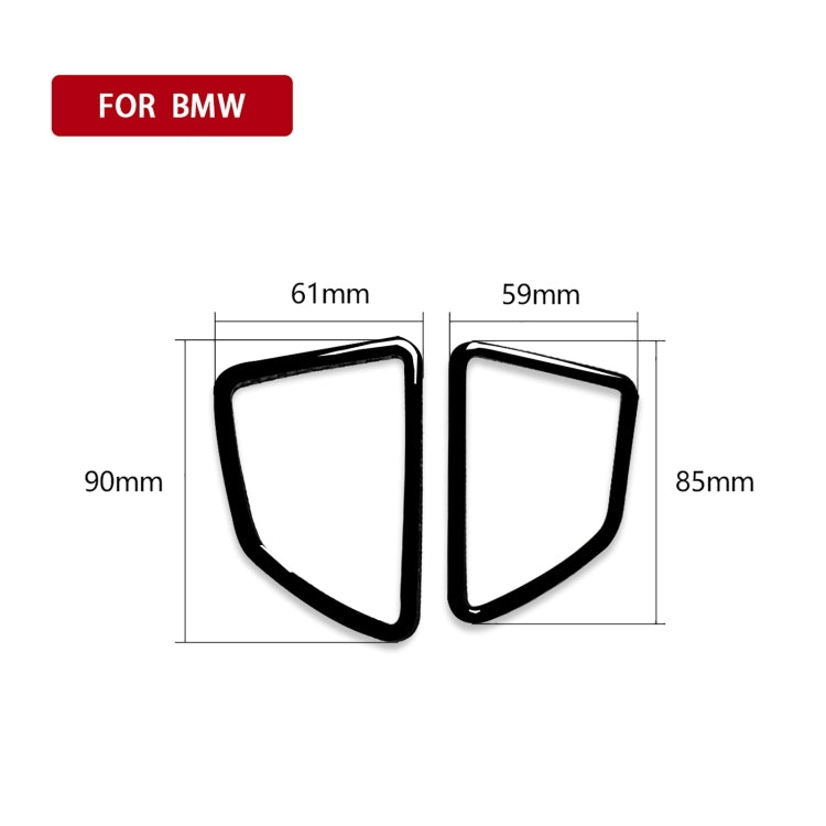 Dashboard air vent frame sticker pair size diagram for BMW (90mm x 85mm)