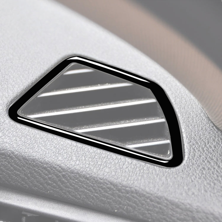 Dashboard air vent frame sticker, black trim with silver vent slats