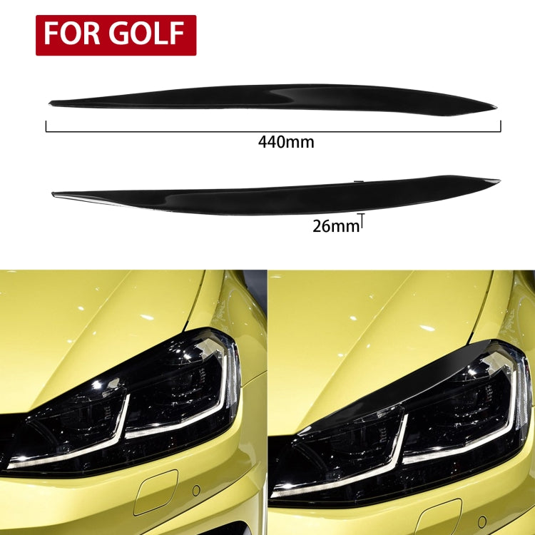 Two black headlight eyebrow strips with size markings for installation (pair set).