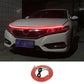 White car front with bright red LED daytime running light strip and wiring kit