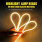 Yellow car LED rope outline light, glowing multi-loop heart shape in hand