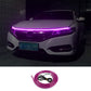 Car LED daytime running light strip kit with purple glow across the front headlight bar