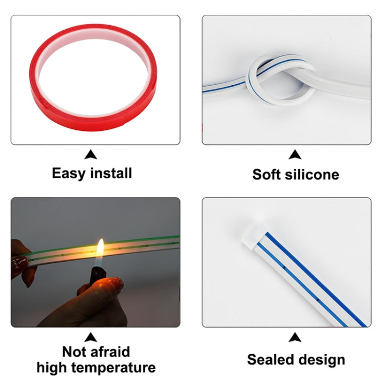 Red flexible LED strip light loop for car daytime running light, easy to install