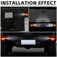 Square trailer taillights installed on a trailer, showing red top and red/amber light output