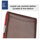 Brown cowhide leather wallet exterior with stitched edge and smooth front finish