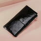Black zip leather wallet with front snap strap and RFID protection