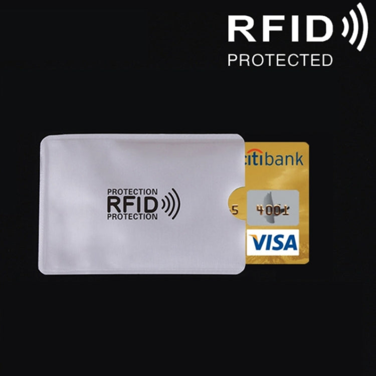 White RFID blocking card holder cover with protection logo, fitting bank cards
