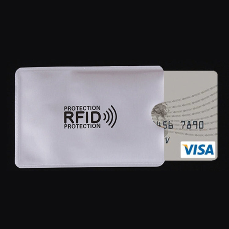 RFID card holder cover with protection logo, shielding a bank card and ID card