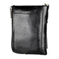 Black leather slim zip wallet with textured finish, front view