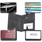 Wallet interior with card slots and RFID card sleeve, folded for passport storage
