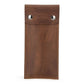 Brown crazy horse leather watch protective case with snap button and visible grain