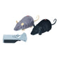 Two plush RC mouse toys (gray and black) with infrared remote transmitter