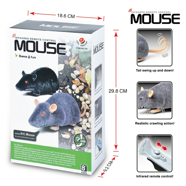 Infrared remote control mouse toy retail box with product side icons