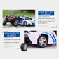 Transforming police toy car with blue side accents and rugged black rubber tires