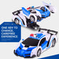 Police-themed white and blue 4-channel deforming toy car, futuristic sports design