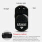 Black infrared remote control handset with buttons for straight and spin