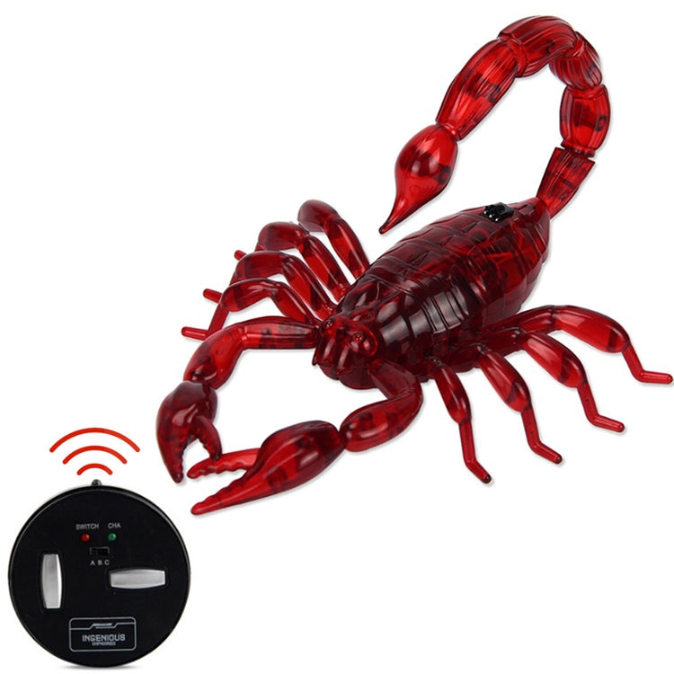 Red battery-powered scorpion toy with infrared remote control