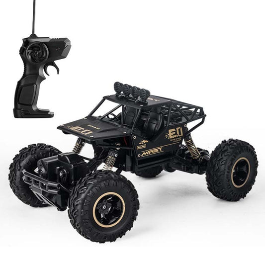 Black 1:16 RC climbing car with remote controller, large all-terrain tires